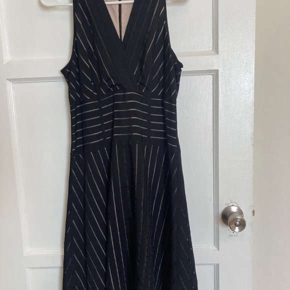Marc New York Black with Nude Sheer Stripe Sleeveless A Line Dress [Size 4] - Picture 2 of 4
